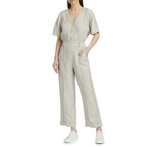 Joe’s Jeans New Linen Blend Utility Straight Leg Jumpsuit Beachsand Size Small